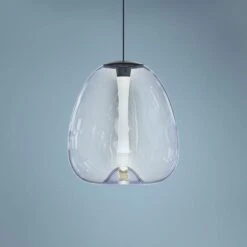 Mela 10 1/4"W Black LED Mini Pendant W/ Dichroic Glass Shade