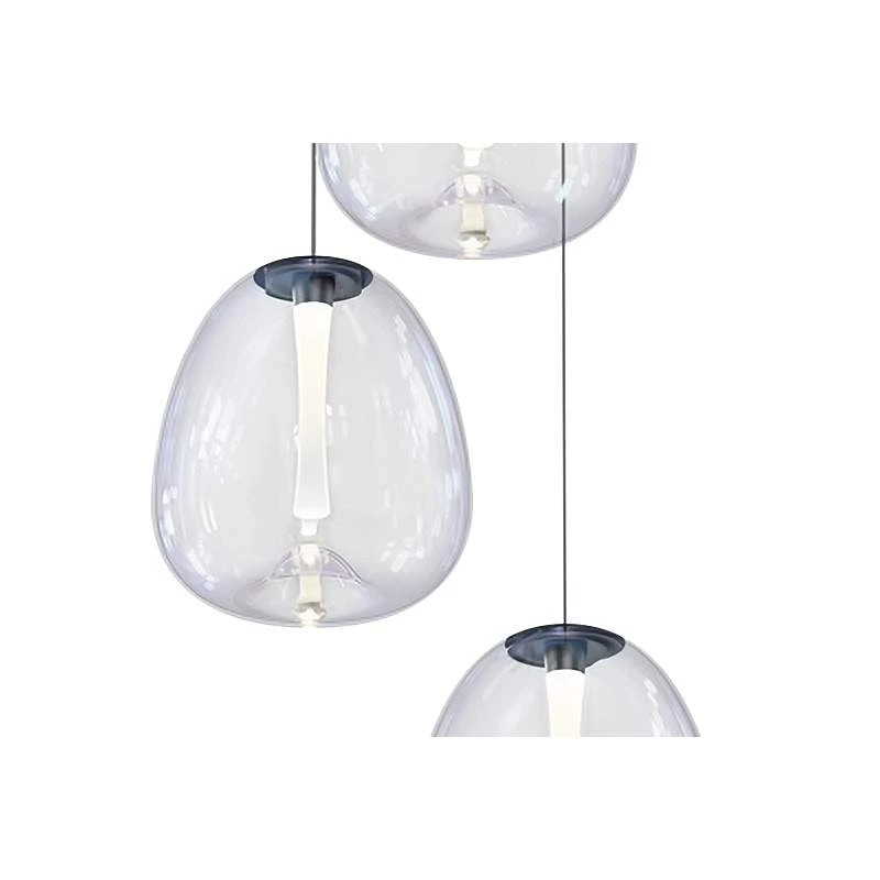 Mela 20"W 3-Light Black LED Pendant W/ Dichroic Glass Shade 3 Mela 20"W 3-Light Black LED Pendant W/ Dichroic Glass Shade - Image 3