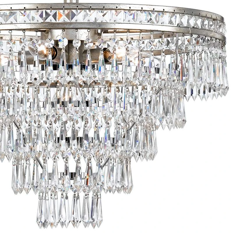 Mercer 20"W Olde Silver And Crystal Convertible Chandelier 3 Mercer 20"W Olde Silver And Crystal Convertible Chandelier - Image 3
