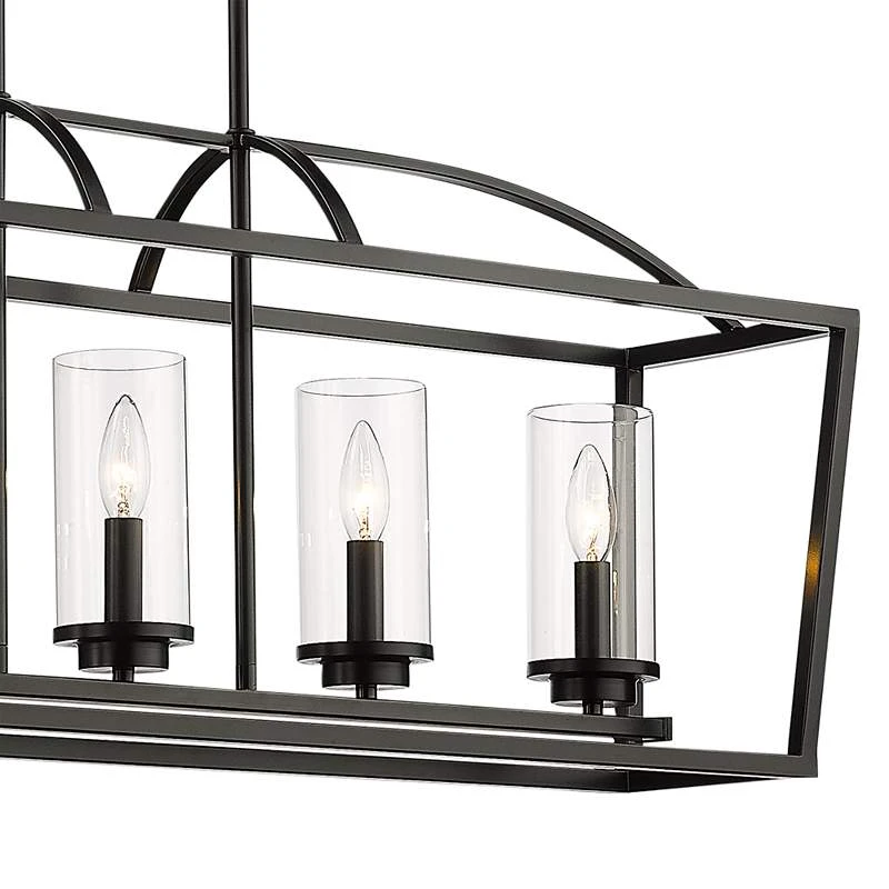 Golden Lighting Mercer 38 1/4"W Matte Black 5-Light Linear Island Pendant 3 Golden Lighting Mercer 38 1/4"W Matte Black 5-Light Linear Island Pendant - Image 3