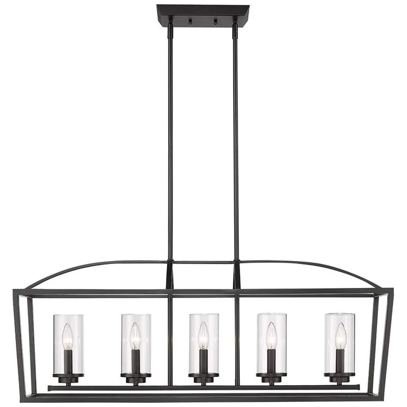 Golden Lighting Mercer 38 1/4"W Matte Black 5-Light Linear Island Pendant 4 Golden Lighting Mercer 38 1/4"W Matte Black 5-Light Linear Island Pendant - Image 4