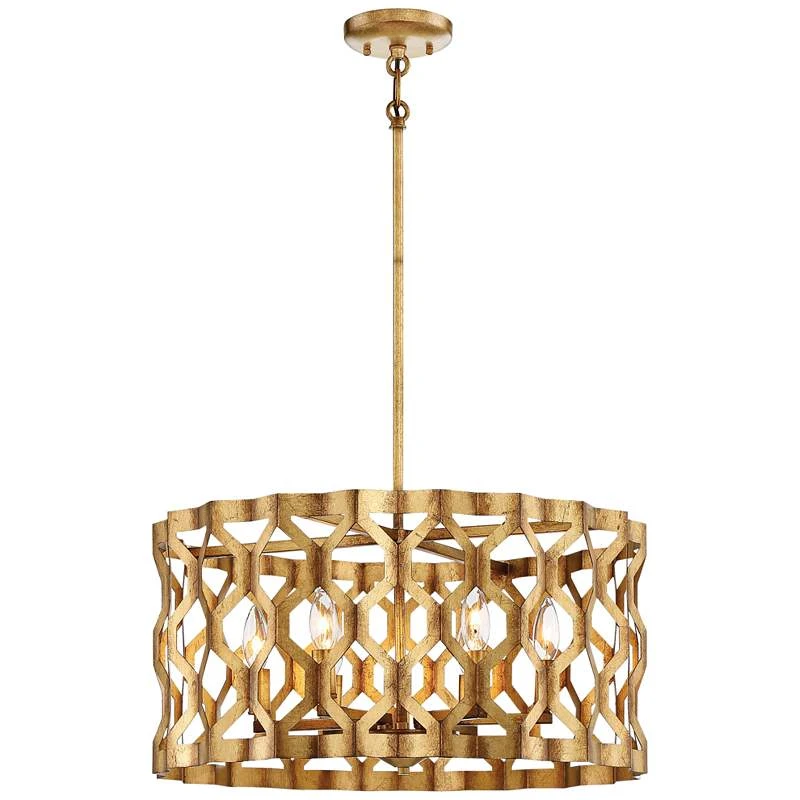 Metropolitan Coronade 22" Wide 6-Light Gold Leaf Pendant Light 2 Metropolitan Coronade 22" Wide 6-Light Gold Leaf Pendant Light - Image 2