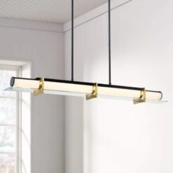 Midnight Gold 40"W Sand Coal And Honey Gold LED Kitchen Island Light