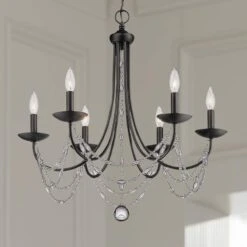 Golden Lighting Mirabella 25 1/2" Wide Matte Black Metal 6-Light Chandelier