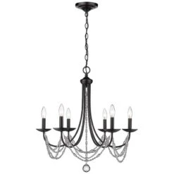 Golden Lighting Mirabella 25 1/2" Wide Matte Black Metal 6-Light Chandelier -Modern Lamp Shop mirabella 25 and one half inch wide matte black metal 6 light chandelier 041c2views3