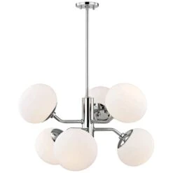 Mitzi Estee 28" Wide Polished Nickel 6-Light Chandelier
