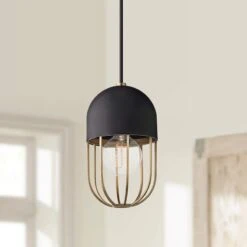 Mitzi Haley 5 1/2" Wide Aged Brass And Black Mini Pendant