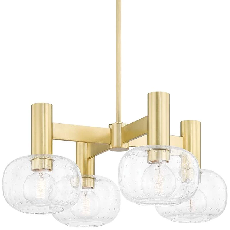 Mitzi Harlow 23" Wide Aged Brass 4-Light Chandelier 2 Mitzi Harlow 23" Wide Aged Brass 4-Light Chandelier - Image 2