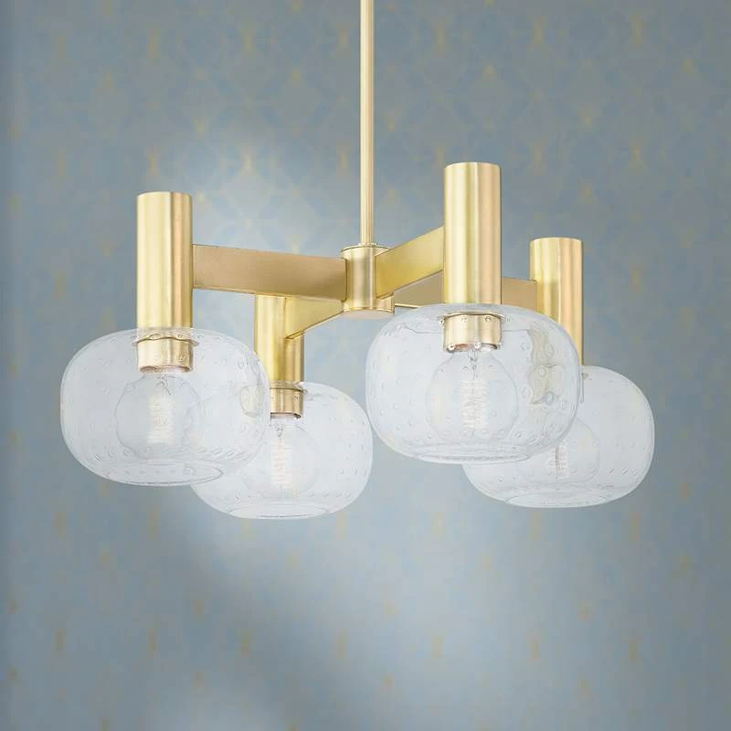 Mitzi Harlow 23" Wide Aged Brass 4-Light Chandelier 1 Mitzi Harlow 23" Wide Aged Brass 4-Light Chandelier