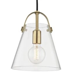 Mitzi Karin 8 3/4" Wide Aged Brass Mini Pendant -Modern Lamp Shop mitzi karin 8 and three quarter inch wide aged brass mini pendant 46t67views1