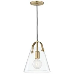 Mitzi Karin 8 3/4" Wide Aged Brass Mini Pendant -Modern Lamp Shop mitzi karin 8 and three quarter inch wide aged brass mini pendant 46t67views3