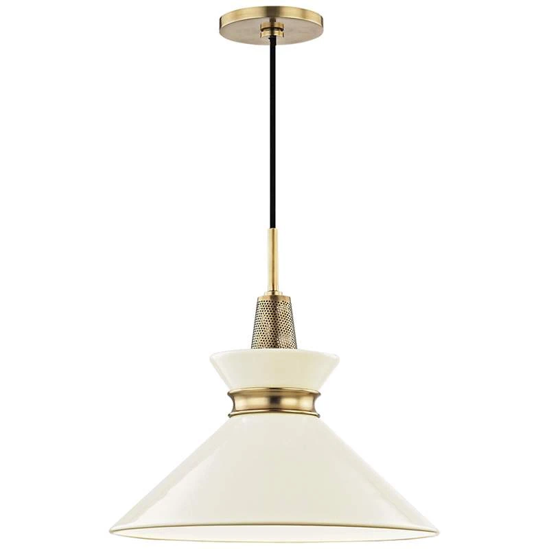 Mitzi Kiki 14" Wide Aged Brass And Cream Shade Modern Pendant Light 2 Mitzi Kiki 14" Wide Aged Brass And Cream Shade Modern Pendant Light - Image 2