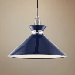 Mitzi Kiki 18"W Polished Nickel Pendant Light W/ Navy Shade