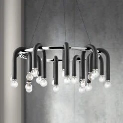 Mitzi Whit 28 3/4" Wide 20-Light Nickel And Black Chandelier