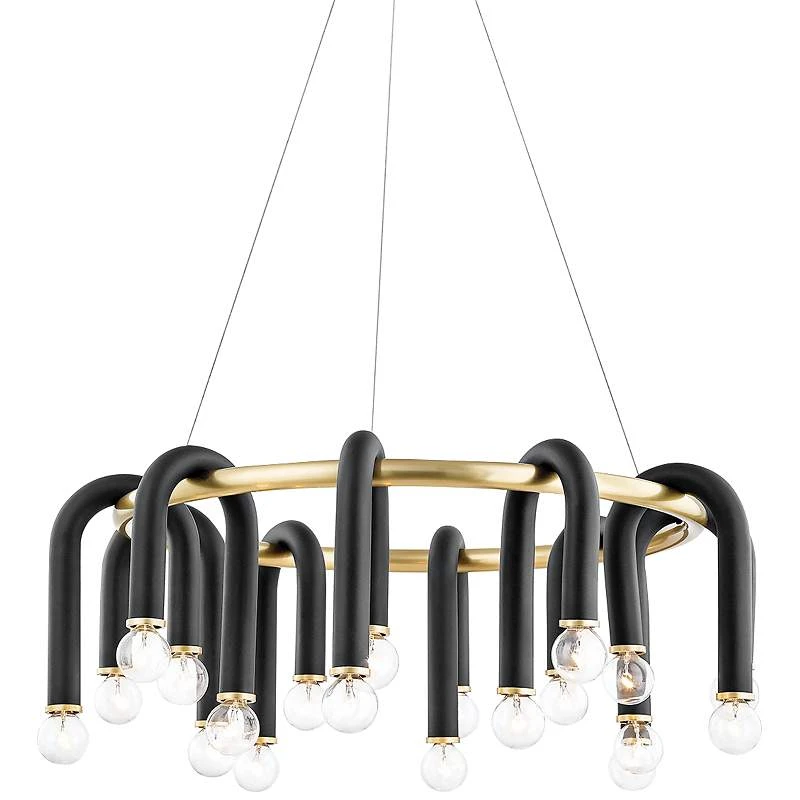 Mitzi Whit 28 3/4"W 20-Light Aged Brass And Black Chandelier 2 Mitzi Whit 28 3/4"W 20-Light Aged Brass And Black Chandelier - Image 2