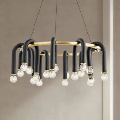 Mitzi Whit 28 3/4"W 20-Light Aged Brass And Black Chandelier