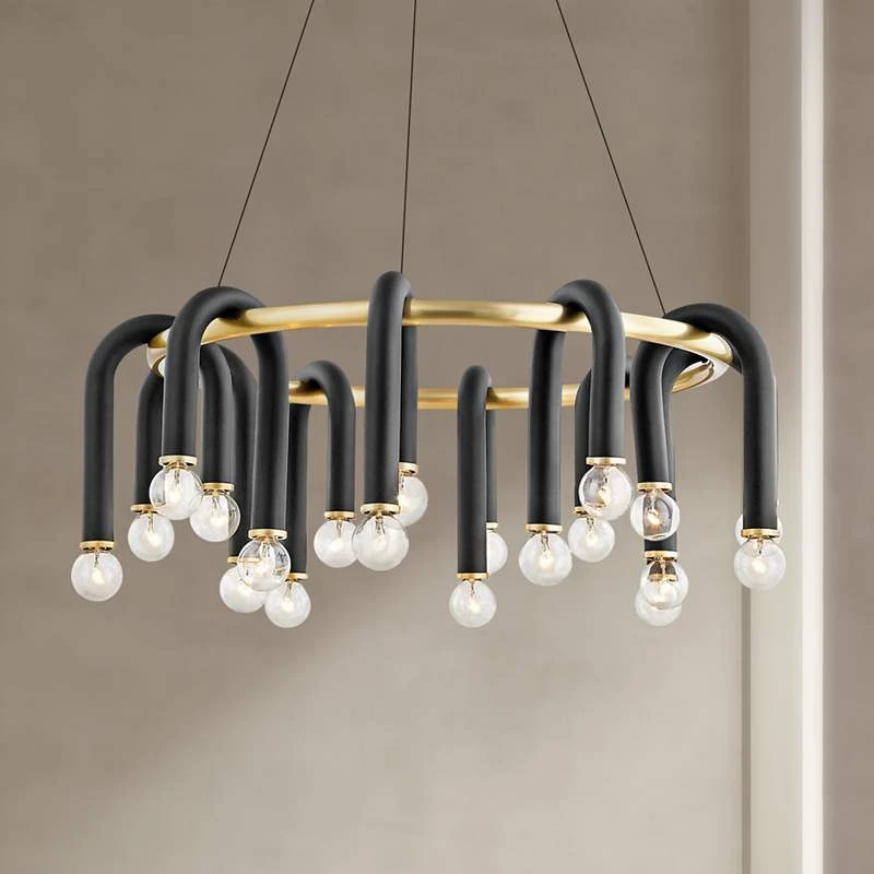 Mitzi Whit 28 3/4"W 20-Light Aged Brass And Black Chandelier 1 Mitzi Whit 28 3/4"W 20-Light Aged Brass And Black Chandelier