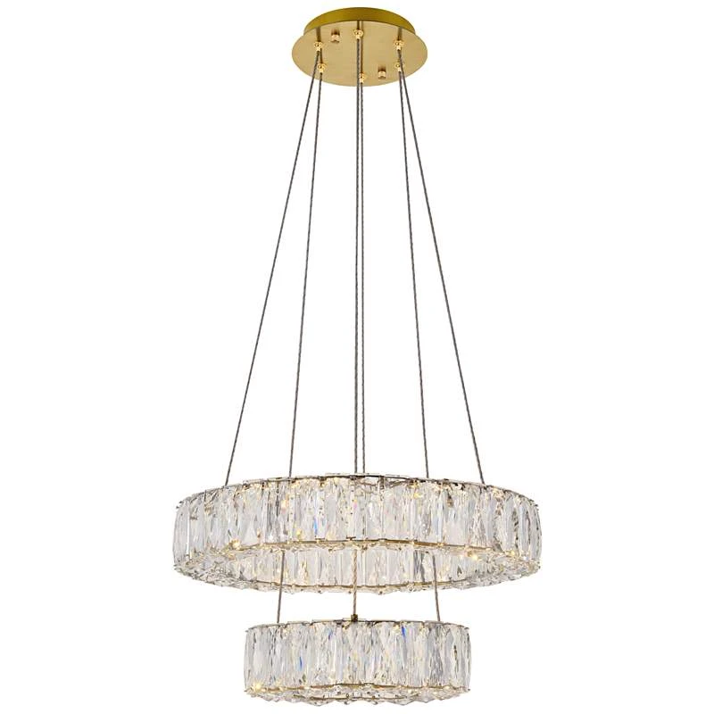 Monroe 17 3/4" Wide Gold And Crystal 2-Tier LED Chandelier 2 Monroe 17 3/4" Wide Gold And Crystal 2-Tier LED Chandelier - Image 2