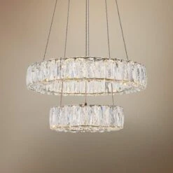 Monroe 17 3/4" Wide Gold And Crystal 2-Tier LED Chandelier