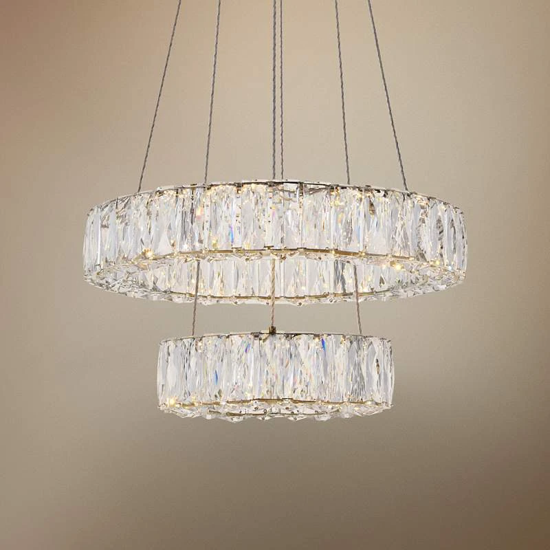 Monroe 17 3/4" Wide Gold And Crystal 2-Tier LED Chandelier 1 Monroe 17 3/4" Wide Gold And Crystal 2-Tier LED Chandelier