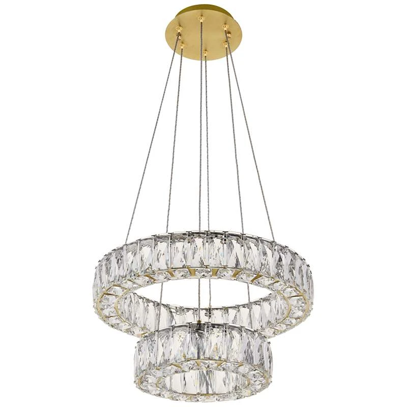 Monroe 17 3/4" Wide Gold And Crystal 2-Tier LED Chandelier 3 Monroe 17 3/4" Wide Gold And Crystal 2-Tier LED Chandelier - Image 3