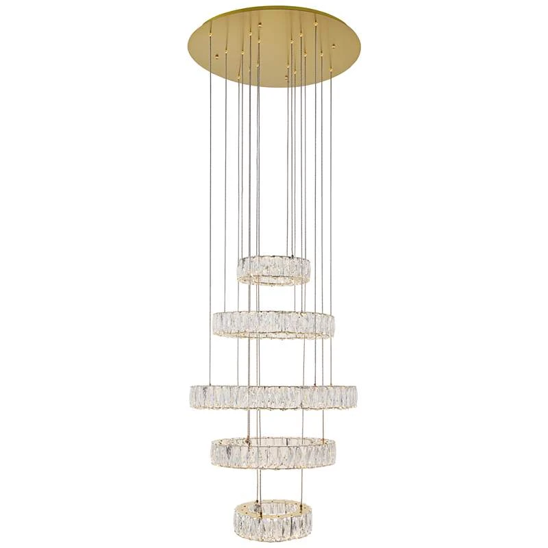 Monroe 25 1/2" Wide Gold And Crystal 5-Tier LED Chandelier 2 Monroe 25 1/2" Wide Gold And Crystal 5-Tier LED Chandelier - Image 2