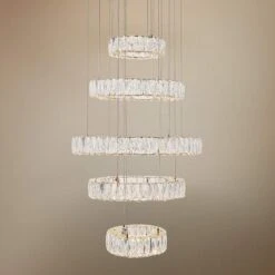 Monroe 25 1/2" Wide Gold And Crystal 5-Tier LED Chandelier