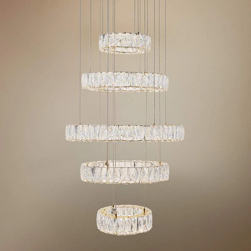 Monroe 25 1/2" Wide Gold And Crystal 5-Tier LED Chandelier 1 Monroe 25 1/2" Wide Gold And Crystal 5-Tier LED Chandelier