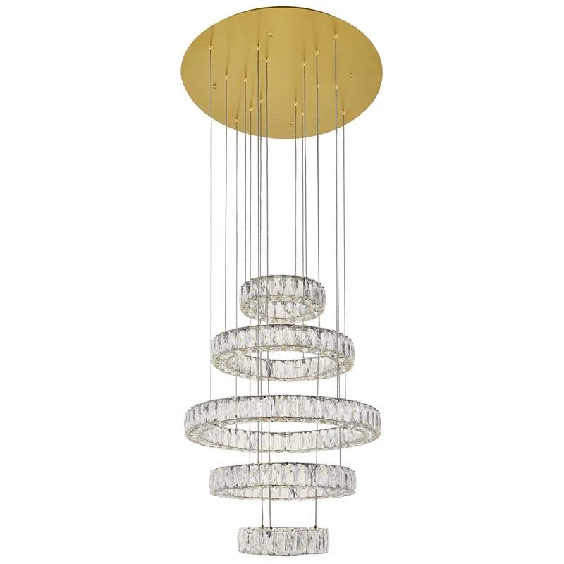 Monroe 25 1/2" Wide Gold And Crystal 5-Tier LED Chandelier 3 Monroe 25 1/2" Wide Gold And Crystal 5-Tier LED Chandelier - Image 3