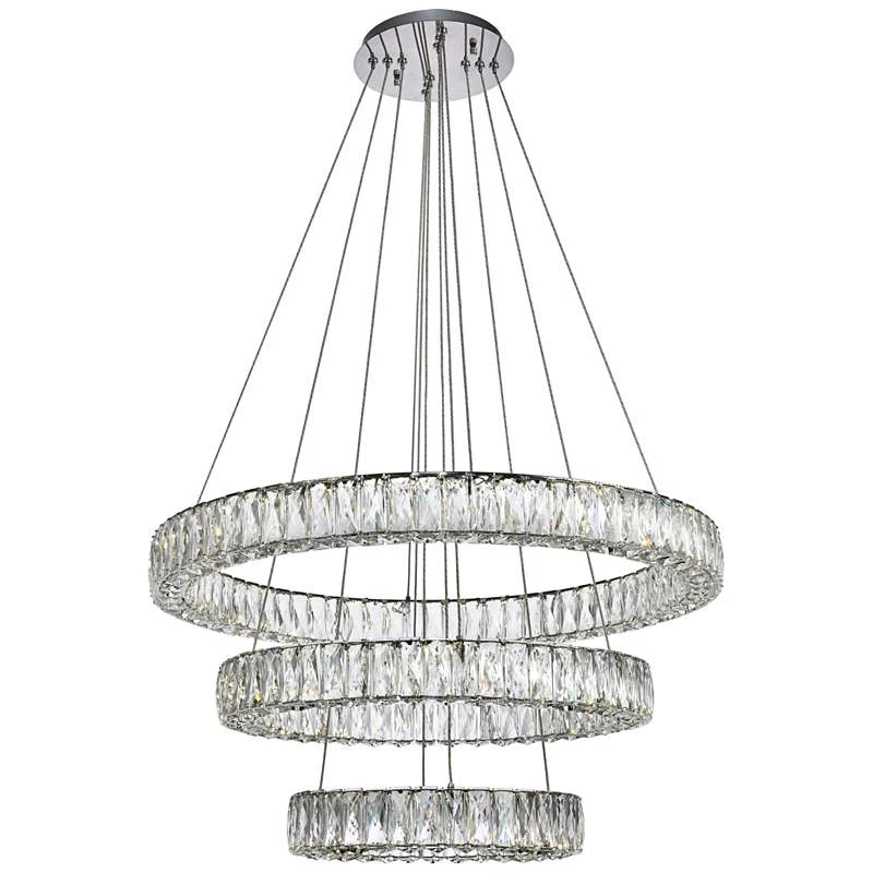 Monroe 31 1/2" Wide Chrome 3-Ring LED Chip Pendant 1 Monroe 31 1/2" Wide Chrome 3-Ring LED Chip Pendant