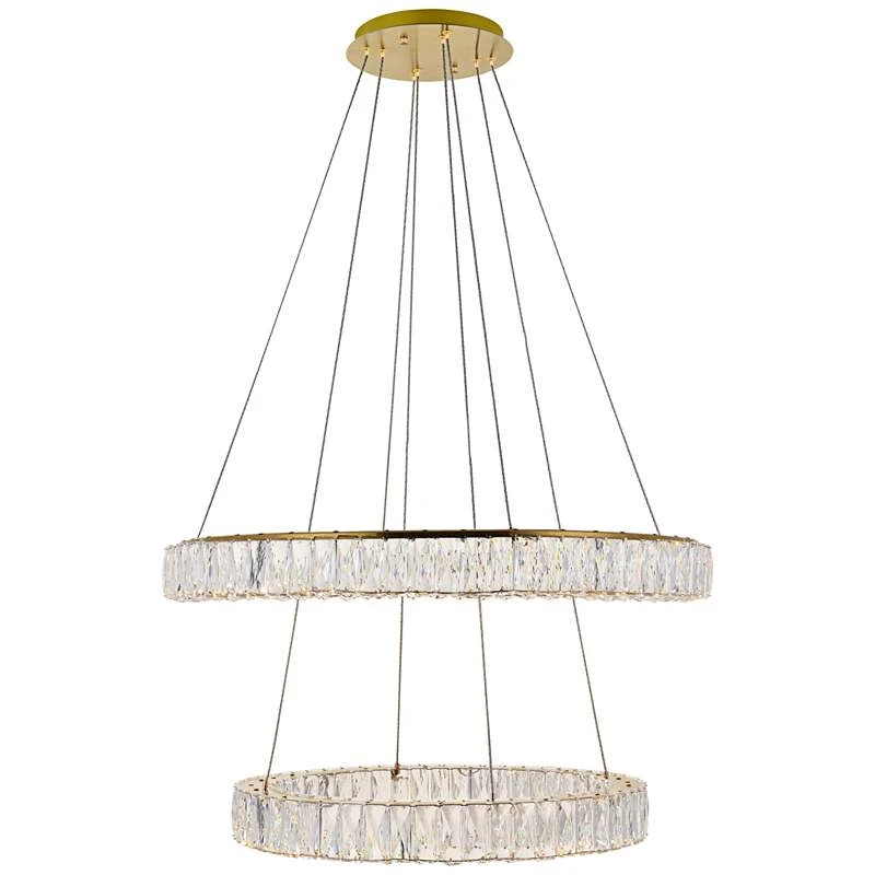 Monroe 31 1/2" Wide Gold And Crystal 2-Tier LED Chandelier 2 Monroe 31 1/2" Wide Gold And Crystal 2-Tier LED Chandelier - Image 2