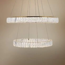 Monroe 31 1/2" Wide Gold And Crystal 2-Tier LED Chandelier
