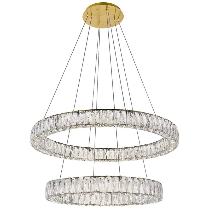 Monroe 31 1/2" Wide Gold And Crystal 2-Tier LED Chandelier 3 Monroe 31 1/2" Wide Gold And Crystal 2-Tier LED Chandelier - Image 3