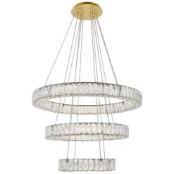 Monroe 31 1/2" Wide Gold And Crystal 3-Tier LED Chandelier 8 Monroe 31 1/2" Wide Gold And Crystal 3-Tier LED Chandelier -Modern Lamp Shop monroe 31 and one half inch wide gold and crystal 3 tier led chandelier 78k79views1