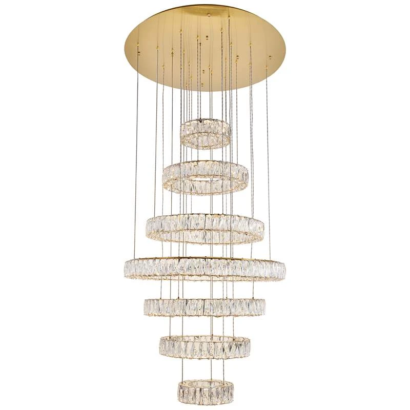Monroe 34" Wide Gold And Crystal 7-Tier LED Chandelier 2 Monroe 34" Wide Gold And Crystal 7-Tier LED Chandelier - Image 2