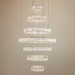 Monroe 34" Wide Gold And Crystal 7-Tier LED Chandelier