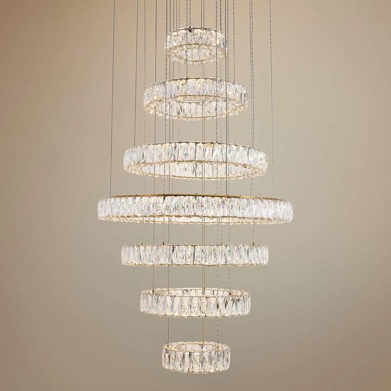 Monroe 34" Wide Gold And Crystal 7-Tier LED Chandelier 1 Monroe 34" Wide Gold And Crystal 7-Tier LED Chandelier