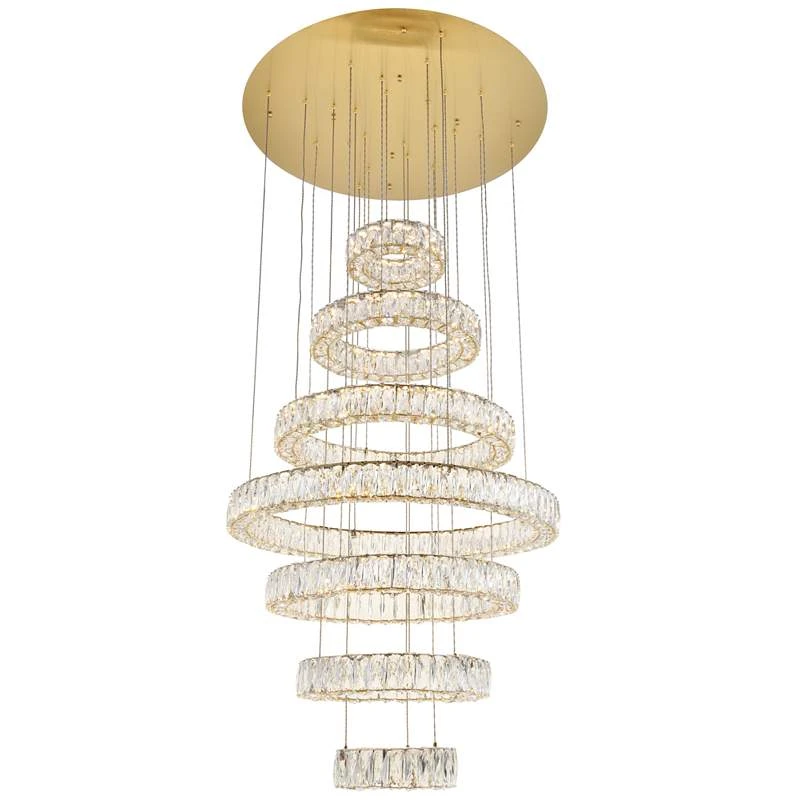 Monroe 34" Wide Gold And Crystal 7-Tier LED Chandelier 3 Monroe 34" Wide Gold And Crystal 7-Tier LED Chandelier - Image 3