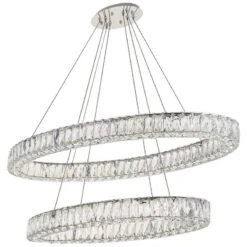 Monroe 41" Wide Chrome And Crystal 2-Tier LED Ring Chandelier -Modern Lamp Shop monroe 41 inch wide chrome and crystal 2 tier led ring chandelier 77h90views1