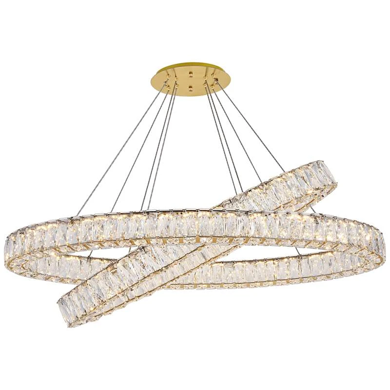 Monroe 41" Wide Gold And Crystal 2-Tier Oval LED Chandelier 2 Monroe 41" Wide Gold And Crystal 2-Tier Oval LED Chandelier - Image 2
