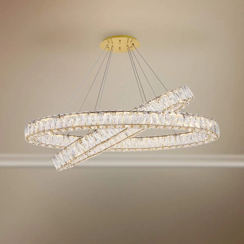 Monroe 41" Wide Gold And Crystal 2-Tier Oval LED Chandelier 1 Monroe 41" Wide Gold And Crystal 2-Tier Oval LED Chandelier