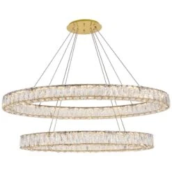 Monroe 41" Wide Gold And Crystal 2-Tier Oval LED Chandelier 8 Monroe 41" Wide Gold And Crystal 2-Tier Oval LED Chandelier -Modern Lamp Shop monroe 41 inch wide gold and crystal 2 tier oval led chandelier 77h91views1