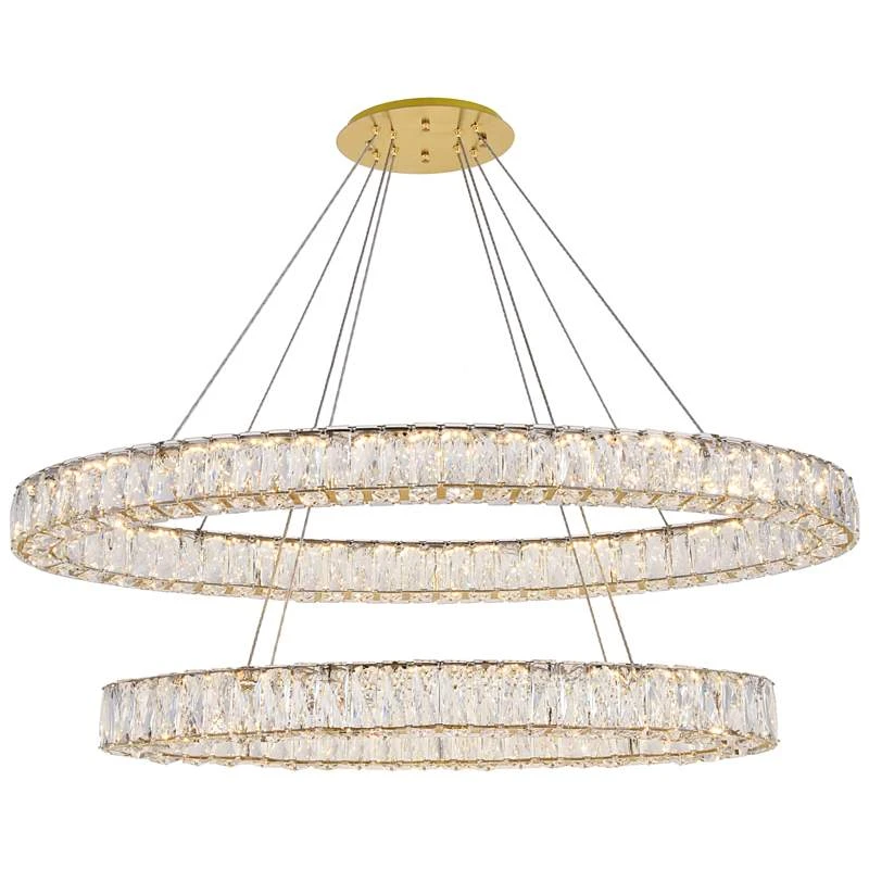 Monroe 41" Wide Gold And Crystal 2-Tier Oval LED Chandelier 3 Monroe 41" Wide Gold And Crystal 2-Tier Oval LED Chandelier - Image 3