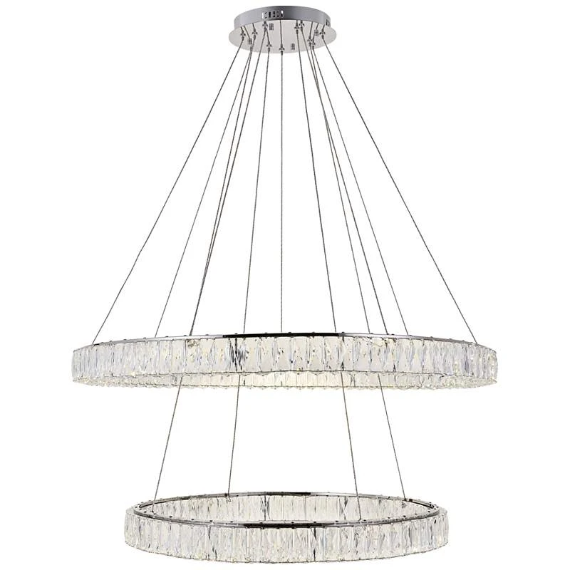 Monroe 42" Wide Chrome And Crystal 2-Tier LED Chandelier 2 Monroe 42" Wide Chrome And Crystal 2-Tier LED Chandelier - Image 2