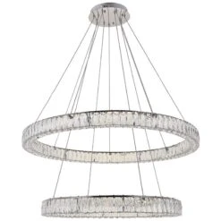Monroe 42" Wide Chrome And Crystal 2-Tier LED Chandelier 11 Monroe 42" Wide Chrome And Crystal 2-Tier LED Chandelier -Modern Lamp Shop monroe 42 inch wide chrome and crystal 2 tier led chandelier 79x02views4
