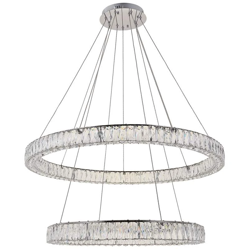 Monroe 42" Wide Chrome And Crystal 2-Tier LED Chandelier 6 Monroe 42" Wide Chrome And Crystal 2-Tier LED Chandelier - Image 6