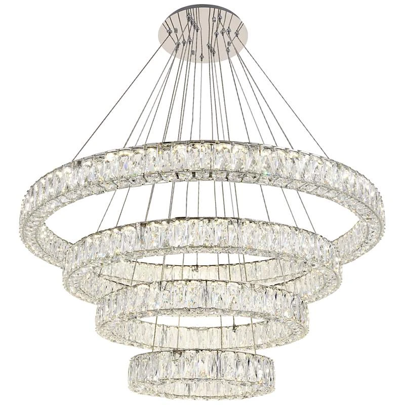 Monroe 42" Wide Chrome And Crystal 4-Tier LED Chandelier 2 Monroe 42" Wide Chrome And Crystal 4-Tier LED Chandelier - Image 2