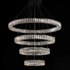 Monroe 42" Wide Chrome And Crystal 4-Tier LED Chandelier