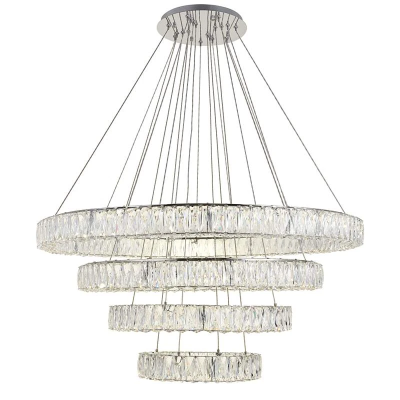 Monroe 42" Wide Chrome And Crystal 4-Tier LED Chandelier 3 Monroe 42" Wide Chrome And Crystal 4-Tier LED Chandelier - Image 3