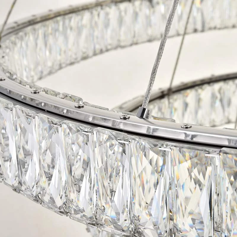 Monroe 42" Wide Chrome And Crystal 4-Tier LED Chandelier 5 Monroe 42" Wide Chrome And Crystal 4-Tier LED Chandelier - Image 5